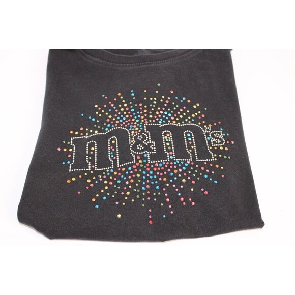 M&M Mars Vintage Women's T-Shirt XL Black Rhinestones Short Sleeve Relaxed Fit - Picture 11 of 11